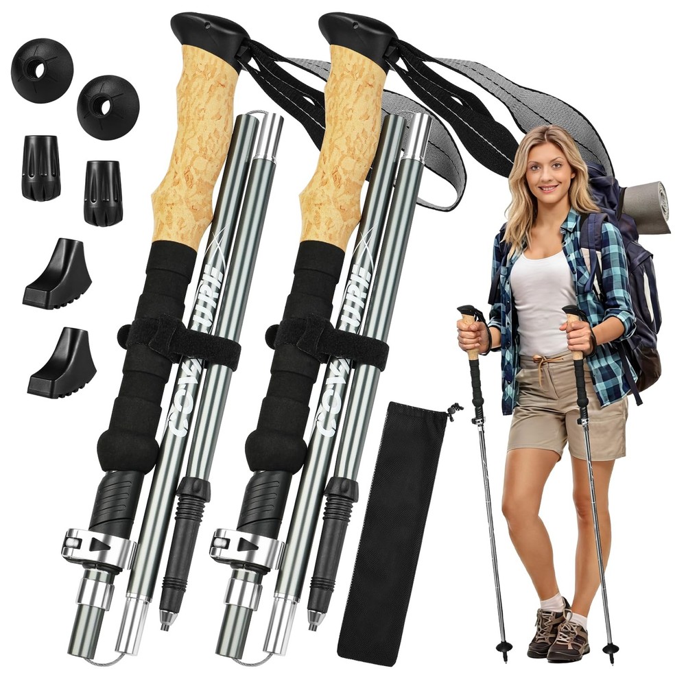 Walking Sticks – Trekking Poles with Anti-Shock Tips, Lightweight & Foldable …