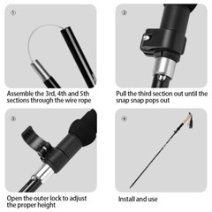 260G Folding Trekking Pole Aluminum Alloy Alpenstock Collapsible Walking Stick.