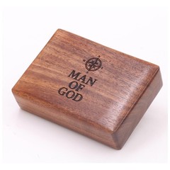 Brass Pocket Compass Rosewood Box Psalm 18:32 Engraved Christian Gift Travel