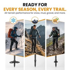 3K Carbon Fiber Trekking Poles, Collapsible Set of 2 Lightweight Adjustable H…