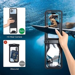 Double Space Waterproof Phone Pouch – 2 Pack, Medium 8.3″ Black+ Black