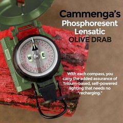 Cammenga Official US Military Phosphorescent Lensatic Compass, Olive Drab Acc…