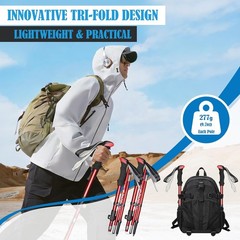 Collapsible Trekking Poles Folding Hiking Poles, Adjustable Height, Lightweight