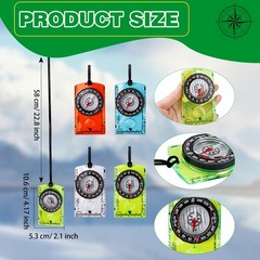 16 Pcs Orienteering Compass Acrylic Hiking Compass with Rope for Navigation B…