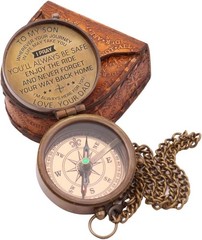 Custom Vintage Compass in Leather Case – Perfect for Baptism & Anniversaries