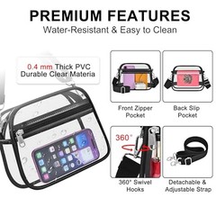 Clear Bag for Stadium Events Clear Purse Stadium Bag Satchel Large Black