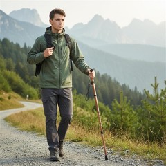 Adjustable Walking Cane Hiking Poles with Ergonomic Handle, 33” to 37”
