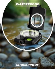 Accurate Lightweight Orienteering Compass with Strap & Case, Glow in Dark, Water
