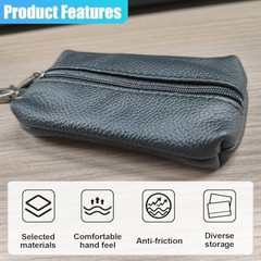 Leather Car Key Case Holder, Auto Smart Key Fob Protector Pouch with Black