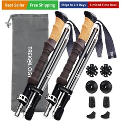 Trek-Z Cork Grip Trekking Poles – Lightweight Folding Hiking Poles, Adjustabl…