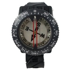 Deluxe Diving Wrist Compass with Hose Mount, Glowing Dial, 80m Depth Rating, Adj