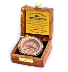 Gift for Grandson Brass Compass Engraved Quote | Memory Present to My Grandso…