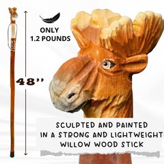 Carved Walking Stick with Animal Head – Lightweight and Strong Wooden Treckking