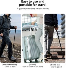 Folding Walking Cane,Walking Pole with 5-Level Adjustable Height,Walking Stick