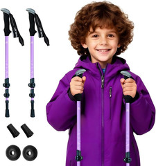 Hiking Trekking Poles for Kids, 2 Pack anti Shock, Adjustable, Collapsible Hikin