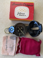 Vintage Lensatic Johnny Walker Brass Compass Model 400 Japan with Original Items