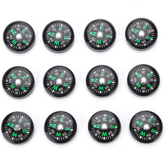 Mini Button Compass, 20Mm, 12-Pack, Green Direction Indicator, for Hiking Campin