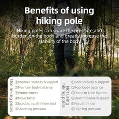 Qunature Hiking Pole, 53″Retractable Lightweight Aluminum Sticks with Quick Lock