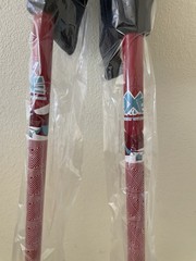 A new pair of hiking sticks, with cork hand grips that absorb sweat,