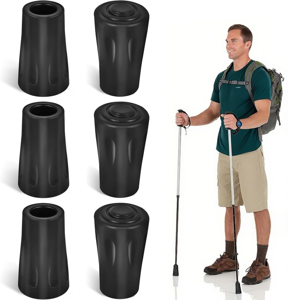 Rubber Bumpers for Hiking Poles 6 Pack, Professional Nordic Walking Poles Rubber Bumpers…