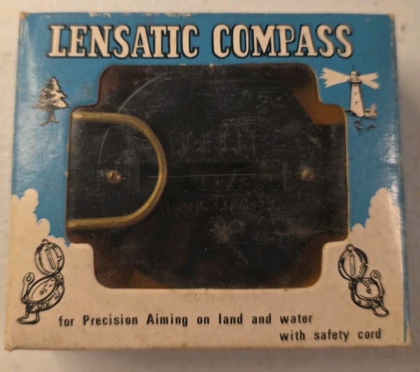 Vintage Engineer Lensatic Pocket Field Compass Black Original Box Instructions