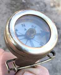 Vintage Marbles Compass, White Face Gladstone MI. Pin Back Brass, Hunting Hiking