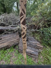 Handcrafted 56″ Post Oak Hiking Staff Wood Walking Stick Custom Art