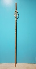 Hickory Hiking Staff With Leather Handle and Wrist Strap 1 in..