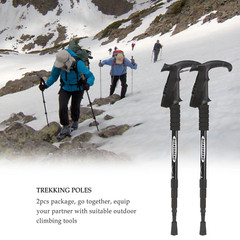 Pair of 2 Trekking Walking Hiking Sticks Anti-shock Adjustable Alpenstock Poles