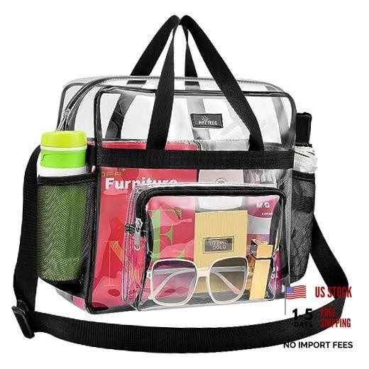 Clear Bag for Stadium Events, 12×5.5×12 Clear Tote Lunch Bag with Non Black