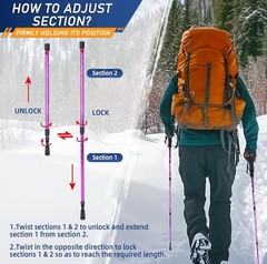 1 Pair Trekking Poles Walking Hiking Sticks Anti-shock Adjustable Alpenstock