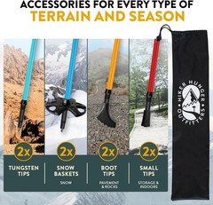 Lightweight Collapsible Kids Hiking Poles with Quick Adjustable Flip Locks
