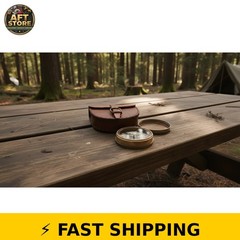 Vintage Brass Pocket Compass with Leather Case – Rustic Decor Gift