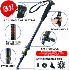 2 Pack Collapsible Trekking Poles Aluminum Adjustable Lightweight – US