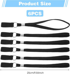 6Pcs Walking Cane Wrist Strap Replacement, Black Elastic Trekking Pole Handle St