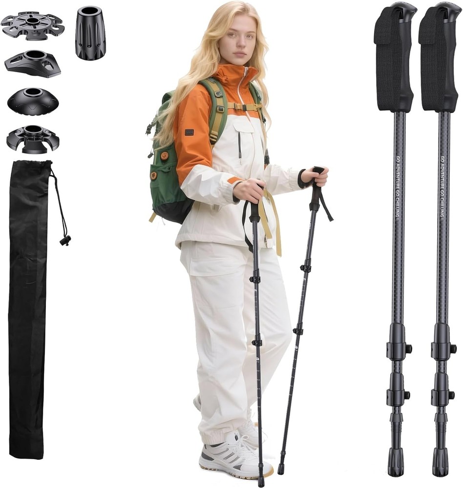 Carbon Fiber Trekking Poles Collapsible Lightweight Yet Sturdy Hiking Poles