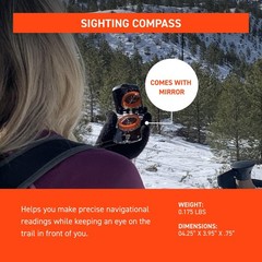 Orange Navigation Compass with Sighting Mirror and Glow in the Dark Features