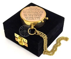 Trust in The Lord with All Your Heart – Proverbs 3: 5-6 Quote Engraved Compas…