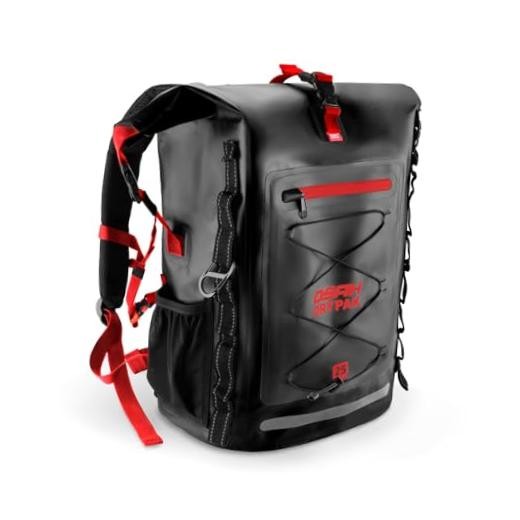 Waterproof Backpack Dry Bag/35L/55L/85L – Heavy Duty Roll-Top 25L Black Red