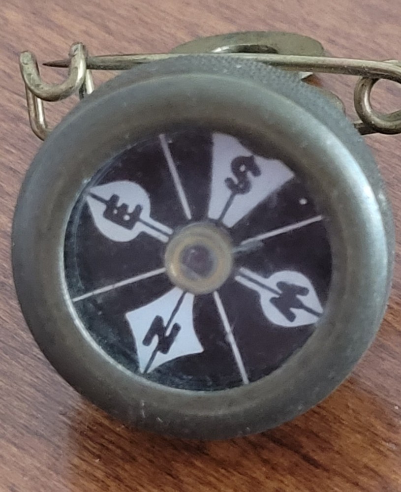 Marble’s Coat Compass Gladstone Michigan brass pin back screw case