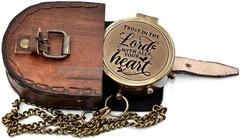Trust in the Lord Compass Gift Proverbs 3:5 Engraved Antique Brass Pocket Com…