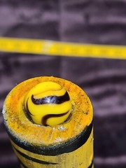 47″ Hand Crafted Wooden Walking Stick/Staff-(BUMBLEBEE DESIGN) w YELLOW/BLK TOP