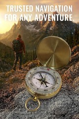 Glow in the Dark Brass Pocket Compass – Waterproof Navigation Tool for Camping,