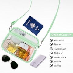 Clear Bag for Stadium Events Clear Sports Fan Handbags Small Avocado Green