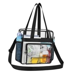 Clear Bag for Stadium Events, 12x6x12 Transparent Stadium Messenger Bag Black