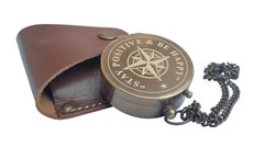Engraved QUOTE Antique Brass Compass with Leather Case,Best Gift for Loved Ones