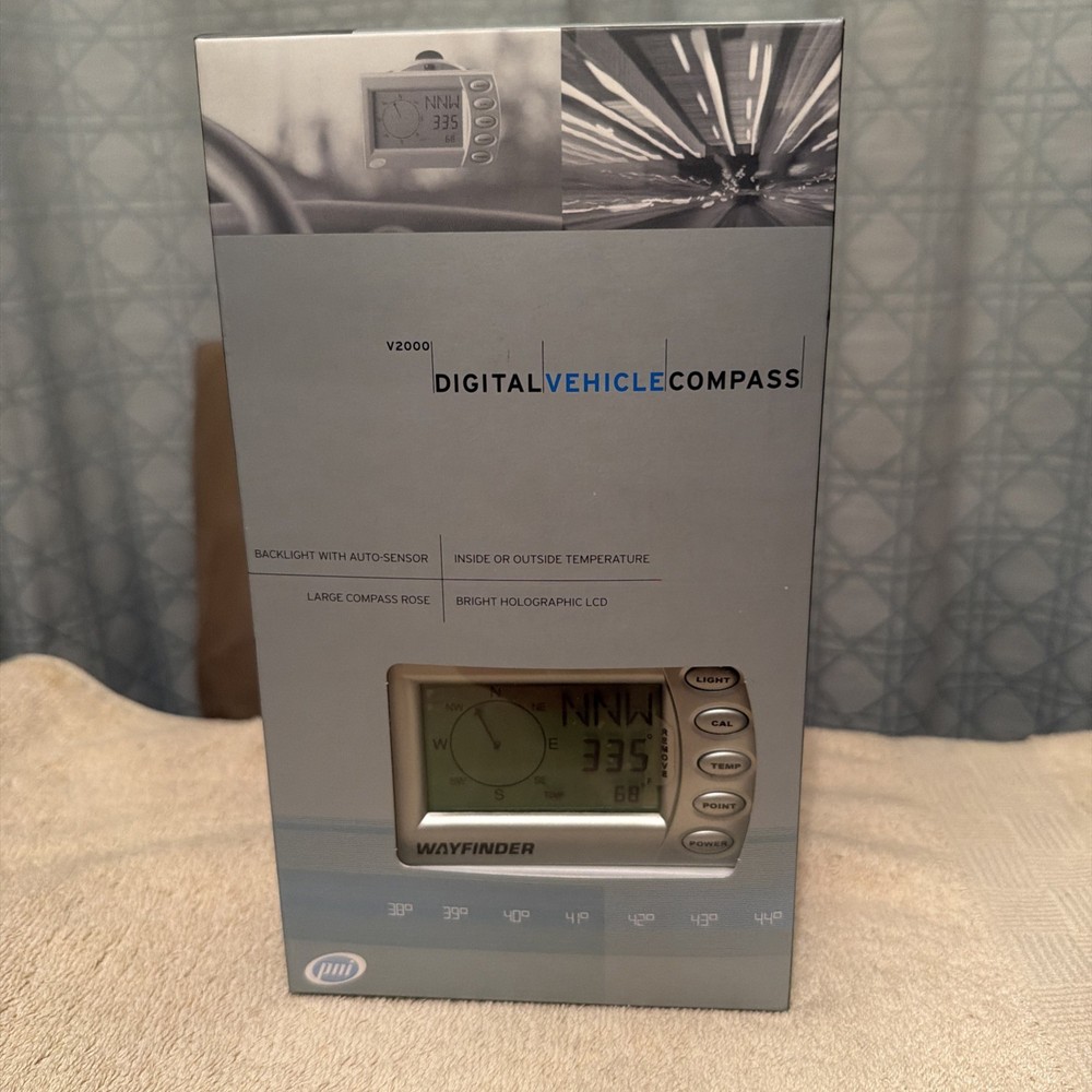 Wayfinder LCD Digital Vehicle Compass System With Temperature V2000 Brand New