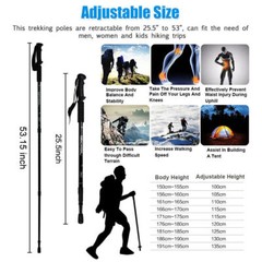 2X Trekking Poles Nordic Walking Hiking Sticks Adjustable Anti-shock Alpenstock