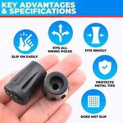 6 Pcs Hiking Pole Tips Hiking Accessories – Cane Rubber Tips Replacement Hiking