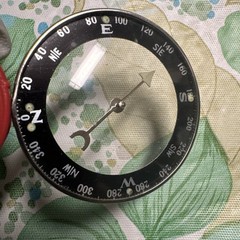 Vintage Japanese Pocket Compass Glass Transparent See Thru Two Sided Japan red